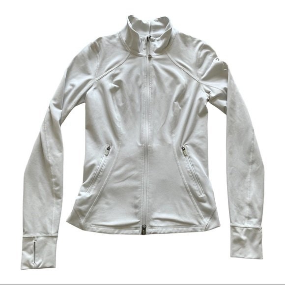 Zella Tops - Zella Long Sleeve Zip Up Running Jacket with Thumbholes White S Athleisure